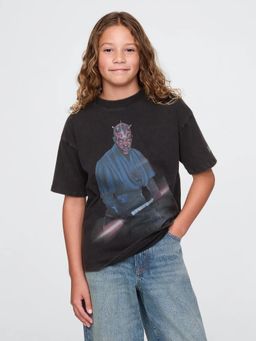 GAP - Boys Black Graphic Crew Neck T-Shirt