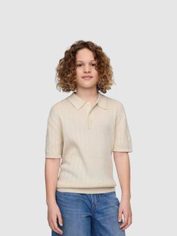 GAP - Boys Beige Textured Polo T-Shirt