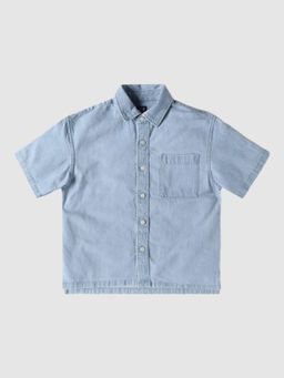 GAP - Boys Blue Solid Denim Shirt