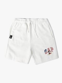 GAP - Boys Off White Mid-Rise Mickey Mouse Logo Shorts