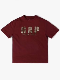 GAP - Boys Maroon Camouflage Crew Neck T-Shirt