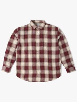 GAP - Boys Wine Checked Spread Collar Shirt