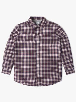 GAP - Boys Wine Checked Spread Collar Shirt