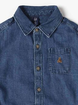 GAP - Boys Blue Denim Spread Collar Shirt