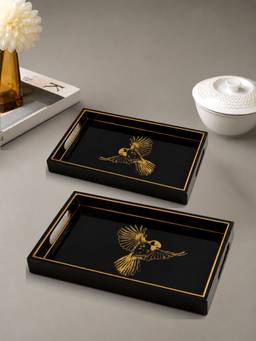 De Maison Decor - Aviara Gold Tray Set (Pack of 2)