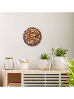 DULI - Spiritual Om Floral Mandala Laser-Cut Wooden Wall Hanging Plaque in Dark Finish