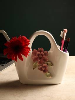 De Maison Decor - Handbag Fleur Porcelain Vase White