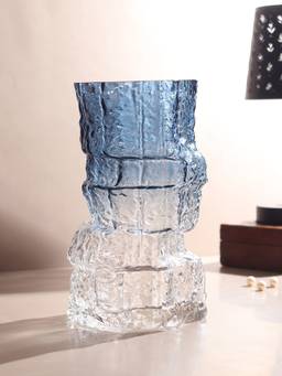 De Maison Decor - Frostline Crystal Vase Blue Wide