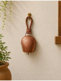 DULI - Crafted Sunburst Mandala Engraved Vintage Copper Wall Hanging Bell Ornament