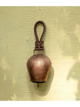 DULI - Spiritual Meditating Buddha Antique Copper Metal Bell Wall Charm for Living Area
