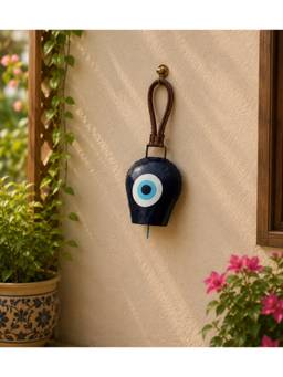 DULI - Protective Evil Eye Hand-Painted Metal Cowbell Wall Hanging Accent