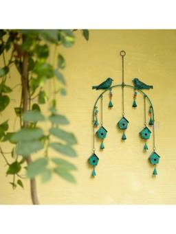 DULI - Handcrafted Birdhouse Metal Wall Hanging with Bells for Home Decor