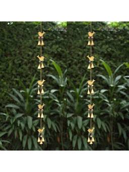 DULI - Pack of 2 Charming Antique Finish Bird Motif Bell Hanging String Set for Decor (Pack of 2)
