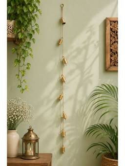 DULI - Rustic Antique Brass Cylindrical Bell Latkan Garland Strand for Door Decor