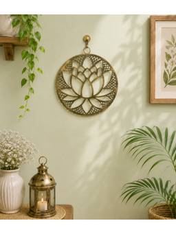 DULI - Handcrafted Antique Metal Lotus Metal Wall Art Hanging Accent