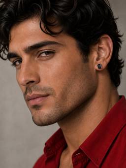CARATIRO - Black Men 925 Sterling Silver Geometric Studs Earring