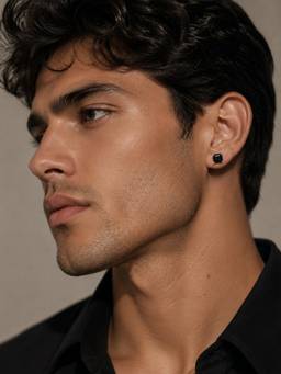CARATIRO - Black 925 Sterling Silver Square Studs Earring