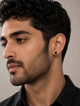 CARATIRO - 925 Sterling Silver Black Round Stud Earring