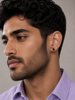 CARATIRO - 925 Sterling Silver Black Round Stud Earring