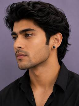 CARATIRO - 925 Sterling Silver Black Round Stud Earring