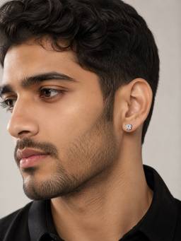 CARATIRO - White 925 Sterling Silver Round-Cut Moissanite Solitaire Stud Earring
