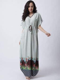 Secret Wish - Women Light Green Printed Polyester Kaftaan