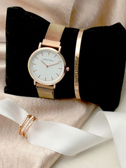 Joker and Witch - Joker & Witch White Stainless Steel Watch and Bracelet With Ring (Set of 3)