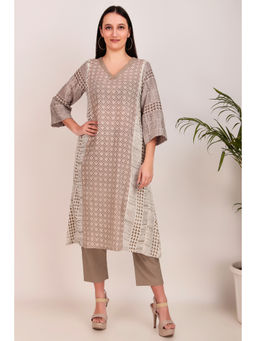 Zuri - Cotton Classic Printed Grey kurta with matching pant