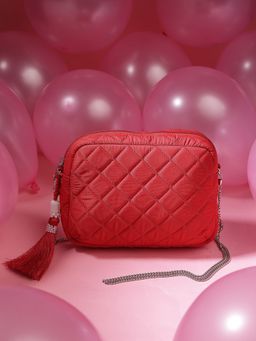 Anekaant - Amour Valentine Red Polyester Diamond Quilted Sling Bag