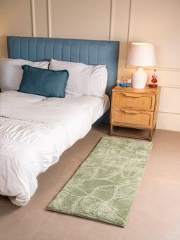 RALIA HOMES - The Verde Foam Padded Jacquard Bedside Runner Green