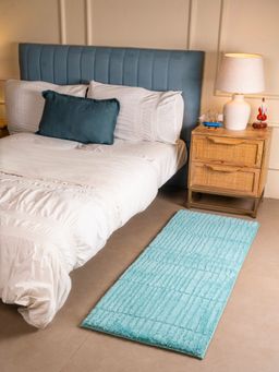 RALIA HOMES - The Breeze Foam Padded Striped Runner Turquoise Blue