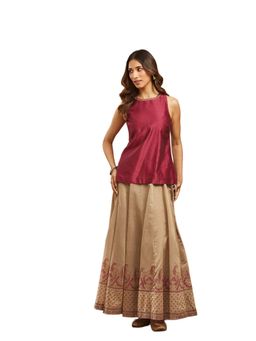 Fabindia - Purple Embroidered Regular Skirt and Tunic
