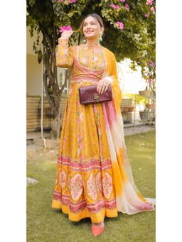 Sandhya Shah - Neema Mustard Anarkali with Dupatta (Set of 2)