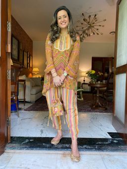 Sandhya Shah - Mustard Crepe Kurti with Mom Pant (Set of 2)