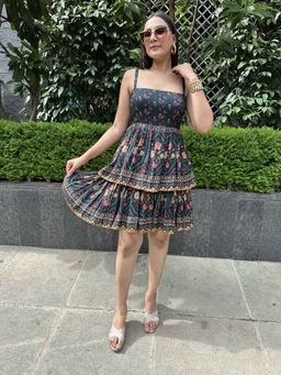 Sandhya Shah - Deep Green Bela Mini Dress