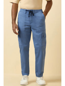 Allen Solly - Men Blue Solid Cotton Blend Casual Trouser