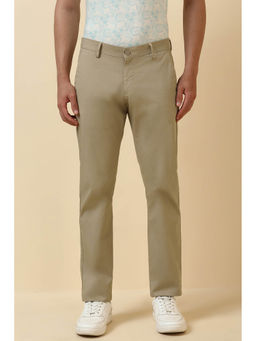 Allen Solly - Men Khaki Solid Cotton Blend Casual Trouser