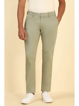 Allen Solly - Men Green Solid Cotton Blend Casual Trouser