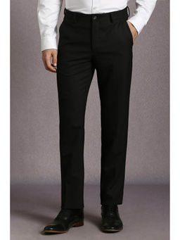 Louis Philippe - Men Black Solid Polyester Blend Formal Trouser