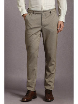 Louis Philippe - Men Beige Textured Polyester Blend Formal Trouser
