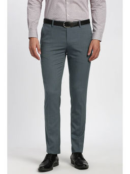Peter England - Men Grey Textured Polyester Blend Formal Trouser