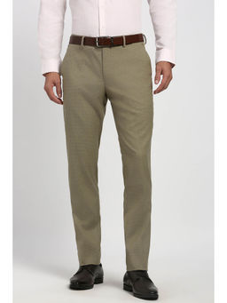 Peter England - Men Beige Textured Polyester Blend Formal Trouser