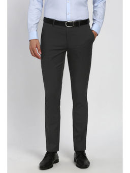 Peter England - Men Grey Checks Polyester Blend Formal Trouser