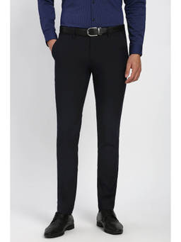 Peter England - Men Black Solid Polyester Blend Formal Trouser
