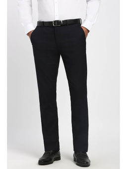 Peter England - Men Black Checks Polyester Blend Formal Trouser