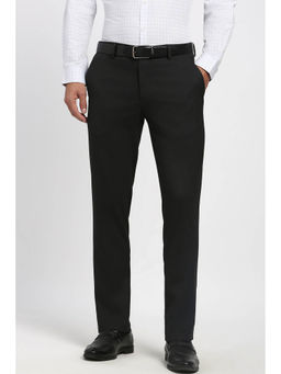 Peter England - Men Black Textured Polyester Blend Formal Trouser