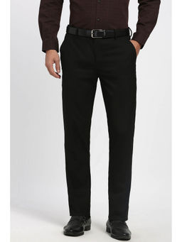 Peter England - Men Black Solid Polyester Blend Formal Trouser