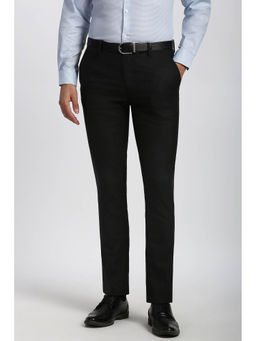 Peter England - Men Black Checks Polyester Blend Formal Trouser