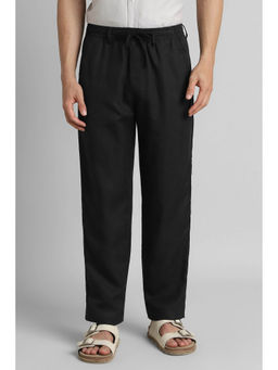 Simon Carter - Men Black Solid Lyocell Blend Casual Trouser