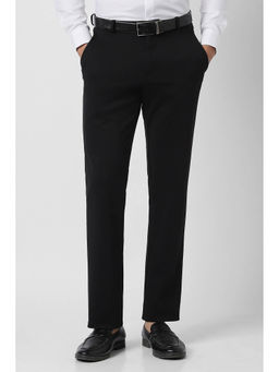 Van Heusen - Men Black Solid Polyester Blend Formal Trouser
